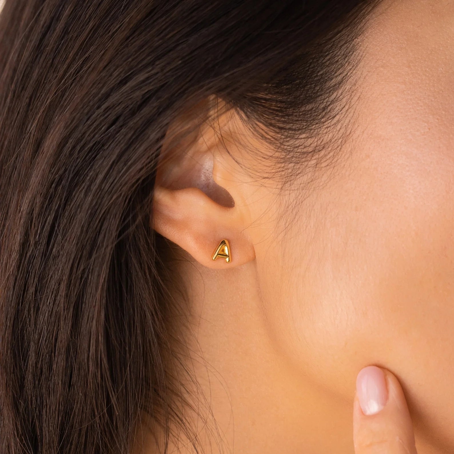 Bubble Letter Studs Silver 18K Gold Plated