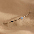 Opal & Diamond Cuff Bracelet Silver 18K Gold Plated