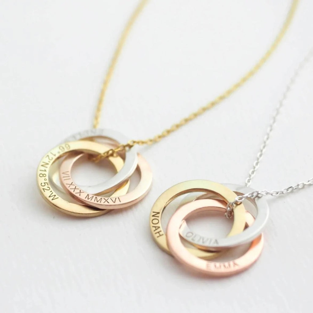 Interlocking Family Necklace Silver 18K Gold Plated