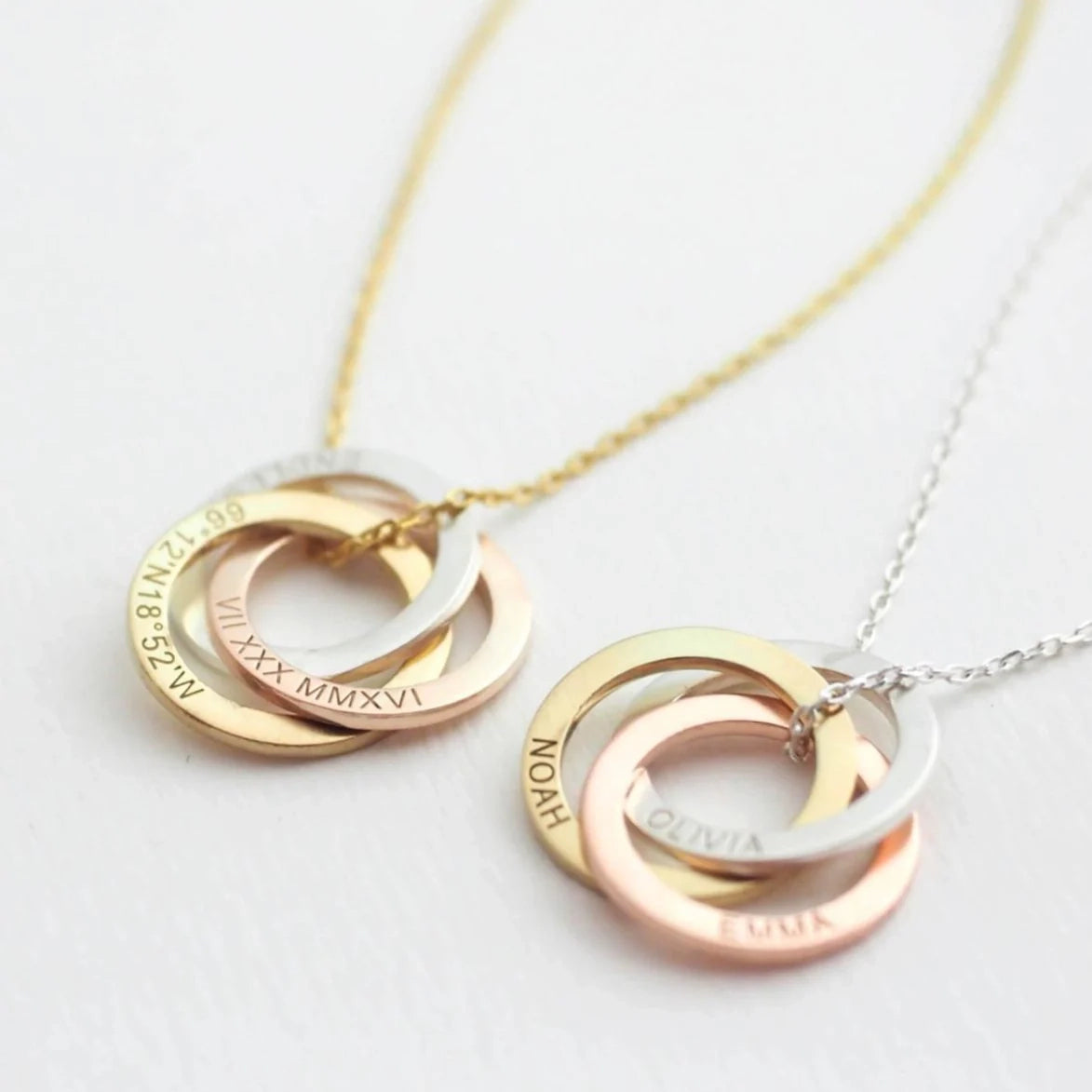 Interlocking Family Necklace Silver 18K Gold Plated