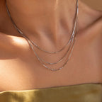 Triple Box Chain Necklace Silver 18K Gold Plated
