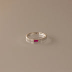 Dainty Ribbed Ruby Ring Silver 18K Gold Plated