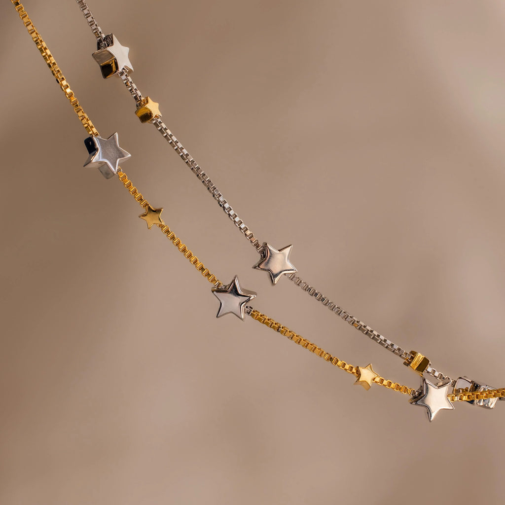 Mixed Metal Star Bracelet Silver 18K Gold Plated