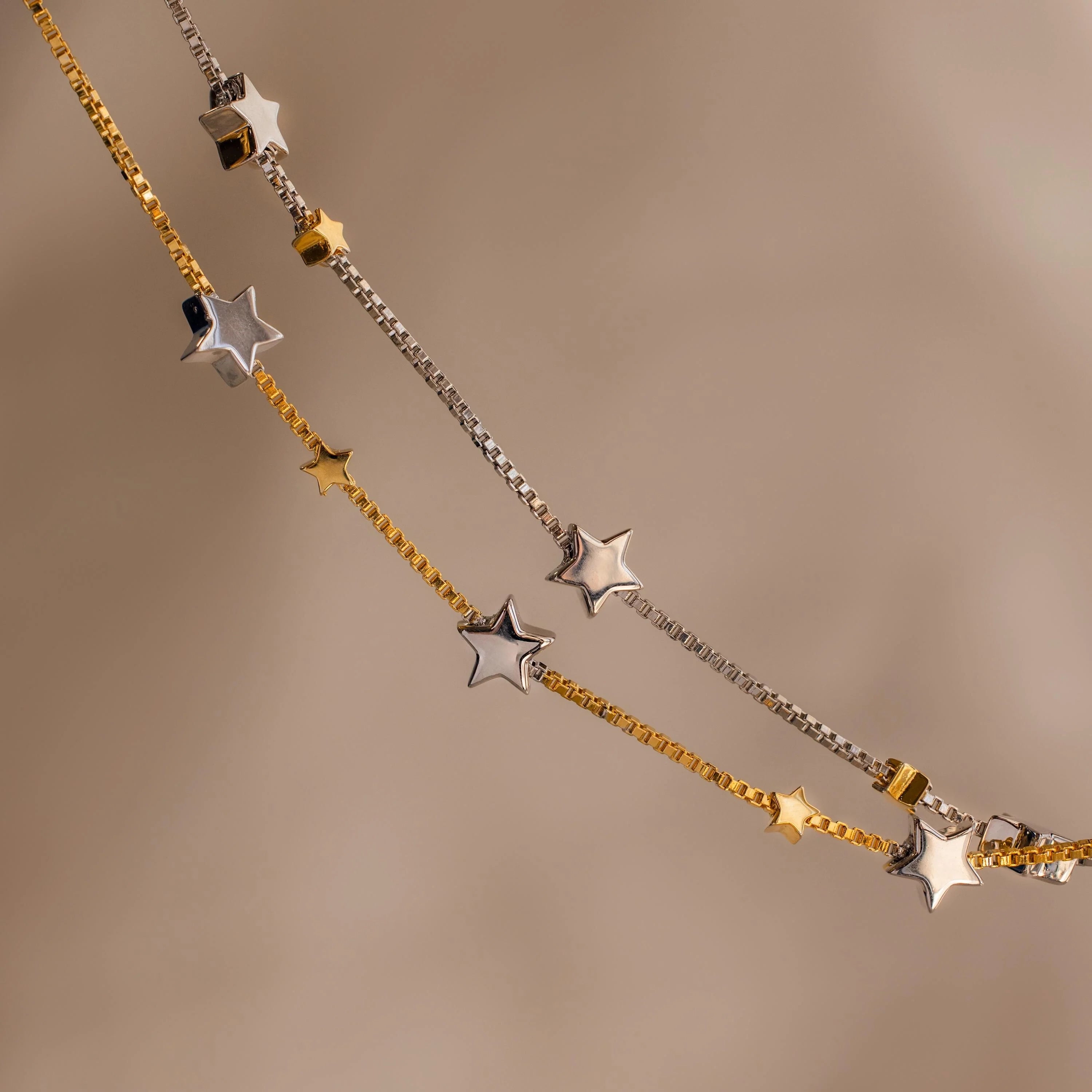 Mixed Metal Star Bracelet Silver 18K Gold Plated