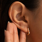 Halo Opal Hoops Silver 18K Gold Plated