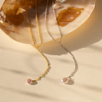 Pearl Lariat Y Necklace Silver 18K Gold Plated