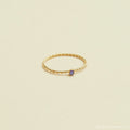 Twisted Birthstone Ring Silver 18K Gold Plated