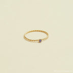 Twisted Birthstone Ring Silver 18K Gold Plated