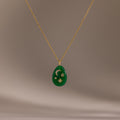 Diamonds Jade Pendant Necklace Silver 18K Gold Plated