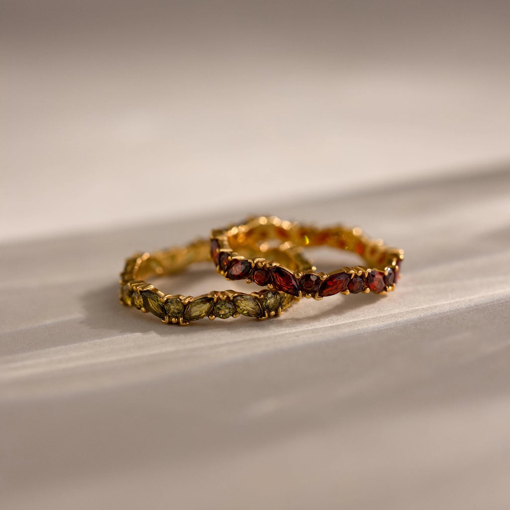 Staggered Marquise Alexandrite Ring Silver 18K Gold Plated