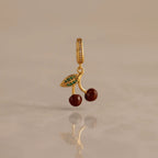 Pavé Clasp Ruby Cherry Charm Silver 18K Gold Plated