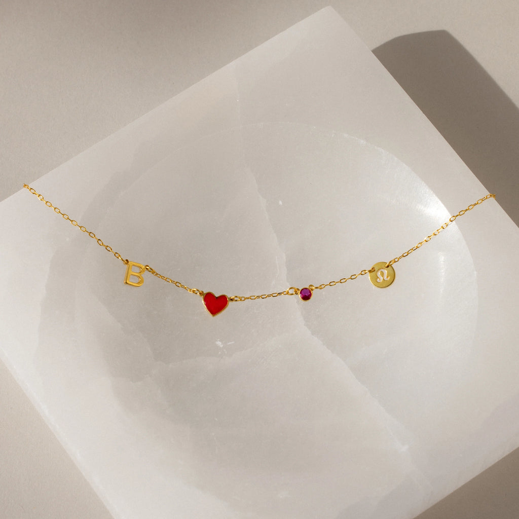 Dainty Space Charm Necklace Silver 18K Gold Plated