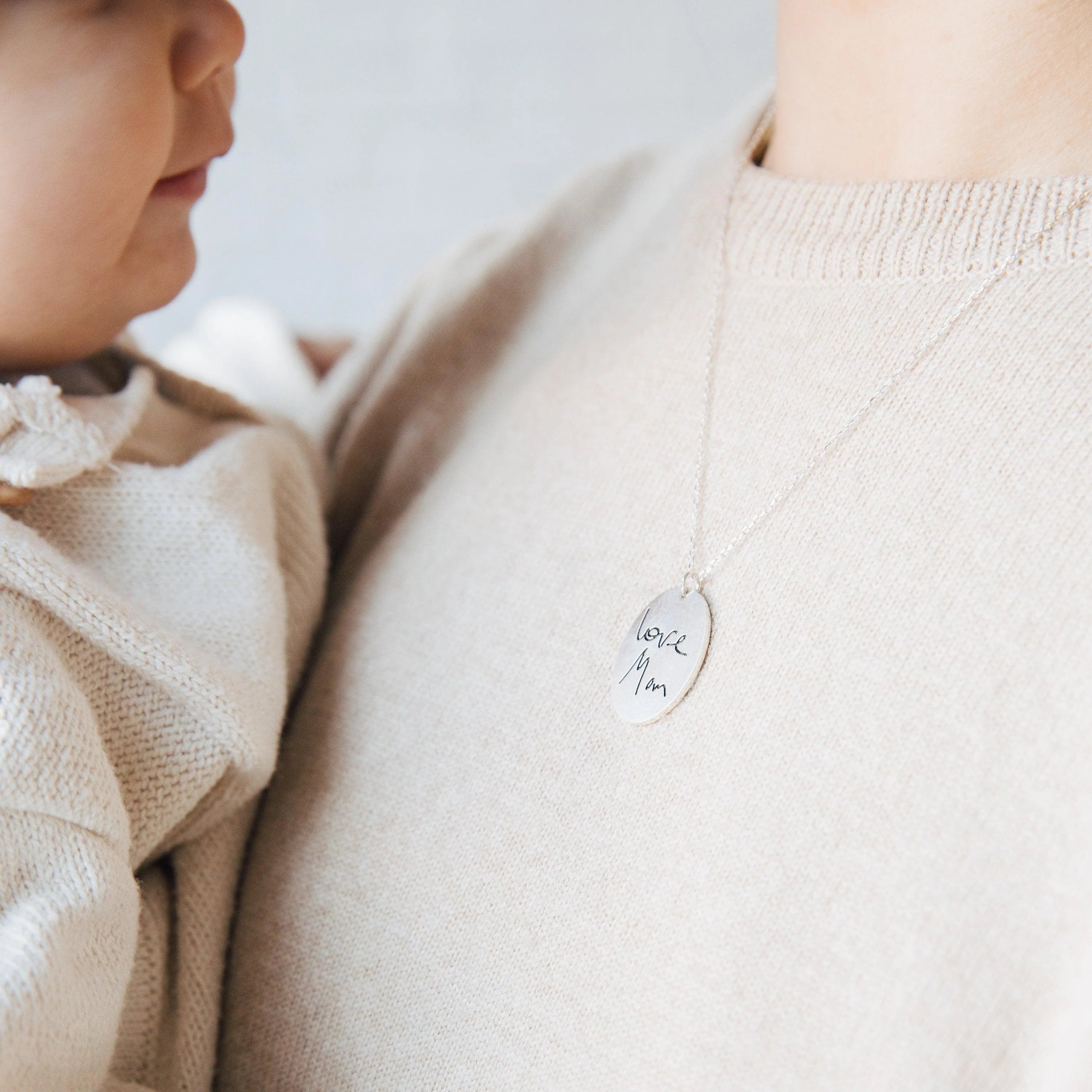 Oval Fingerprint Necklace Silver 18K Gold Plated