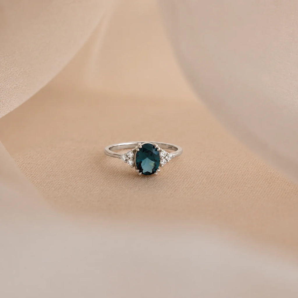 Blue Topaz Diamond Ring