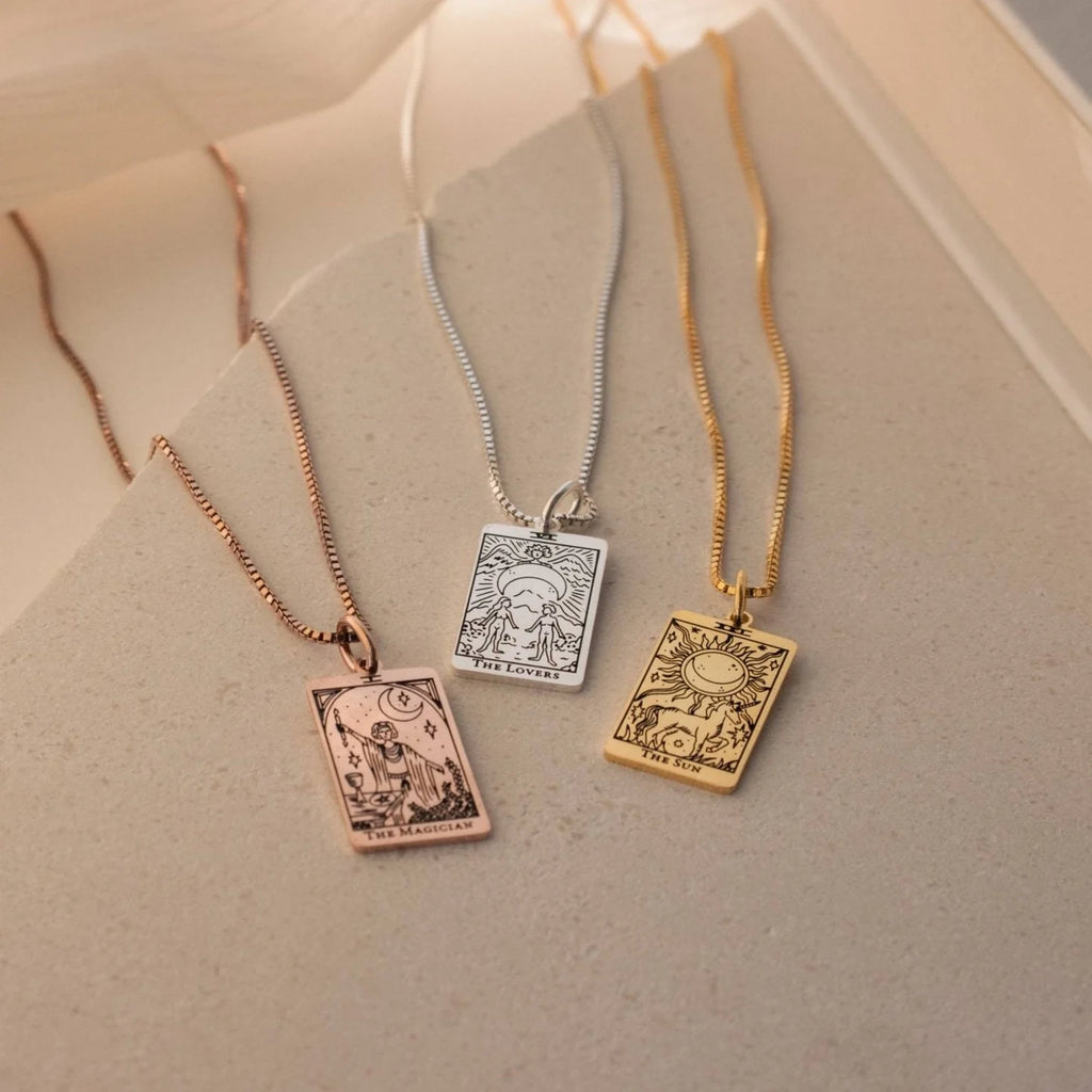 Tarot Box Chain Necklace Silver 18K Gold Plated
