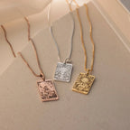 Tarot Box Chain Necklace Silver 18K Gold Plated