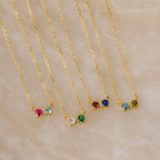 Toi et Moi Infinity Heart Birthstone Necklace Silver 18K Gold Plated