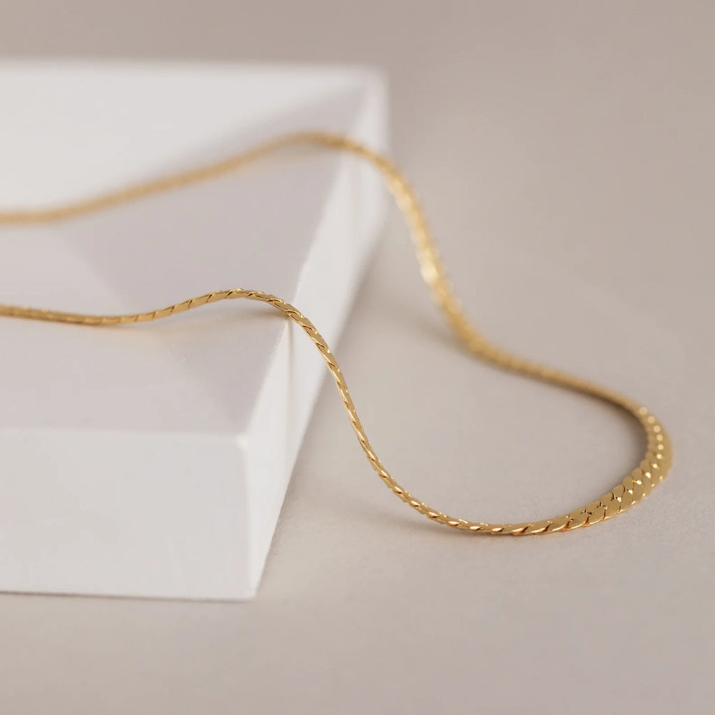 Men's Snake Chain Necklace Silver 18K Gold Plated