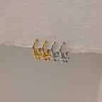 Flower Charm Huggies Silver 18K Gold Plated