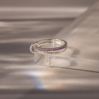 Linked Initial Amethyst Ring Set Silver 18K Gold Plated