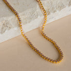 Pink Bezel Tennis Necklace Silver 18K Gold Plated