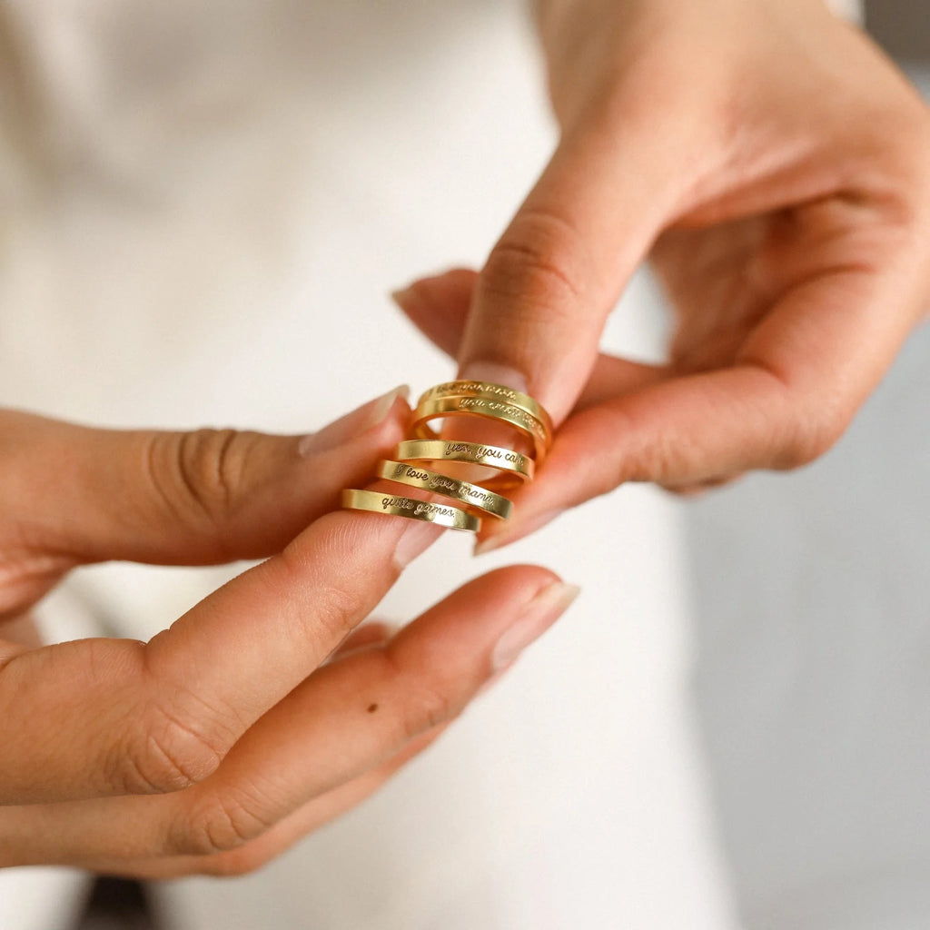Ann Thin Message Ring Silver 18K Gold Plated