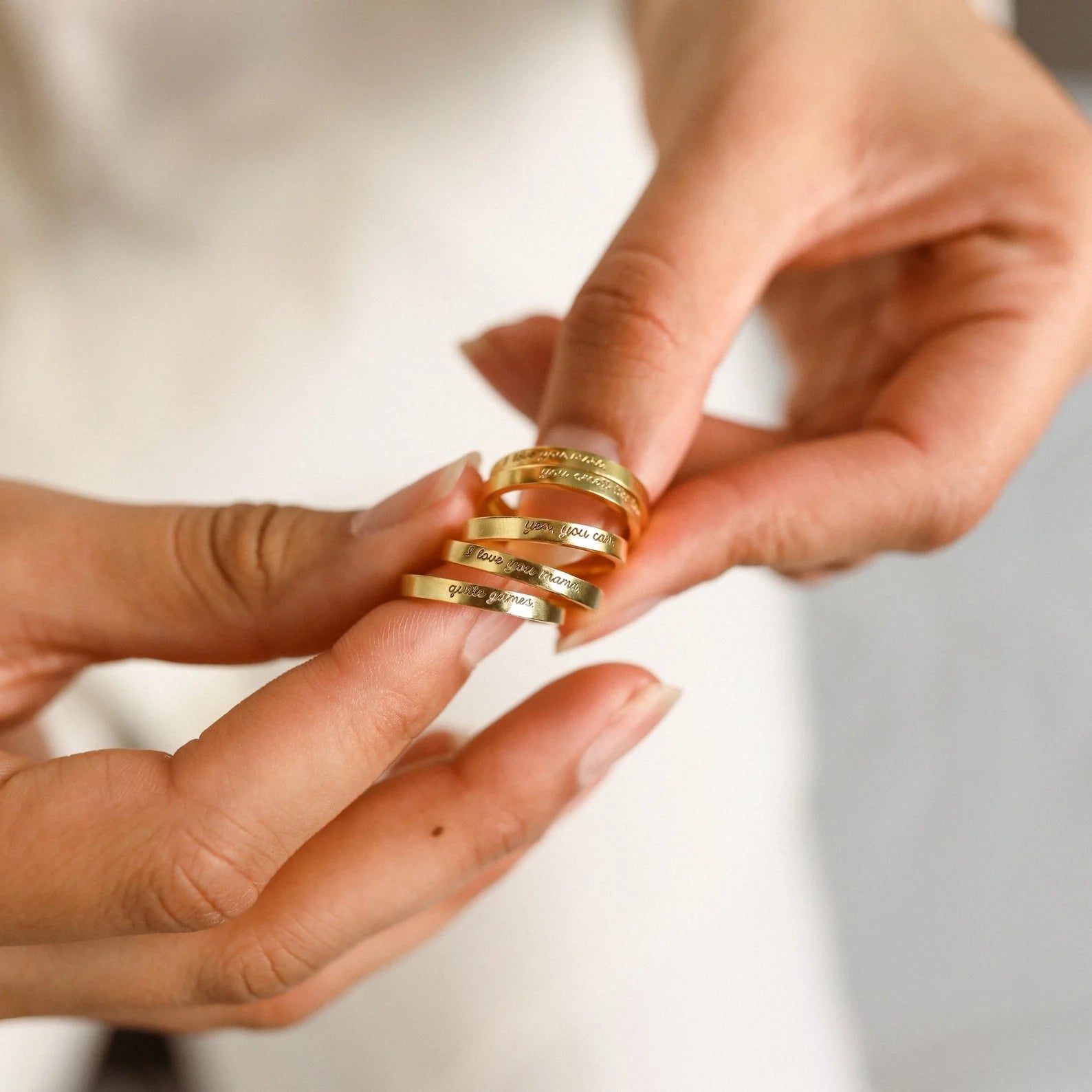 Ann Thin Message Ring Silver 18K Gold Plated