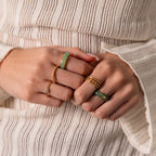 Jade Band Spinner Ring Silver 18K Gold Plated