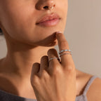 Pave Opal Ring Set Silver 18K Gold Plated