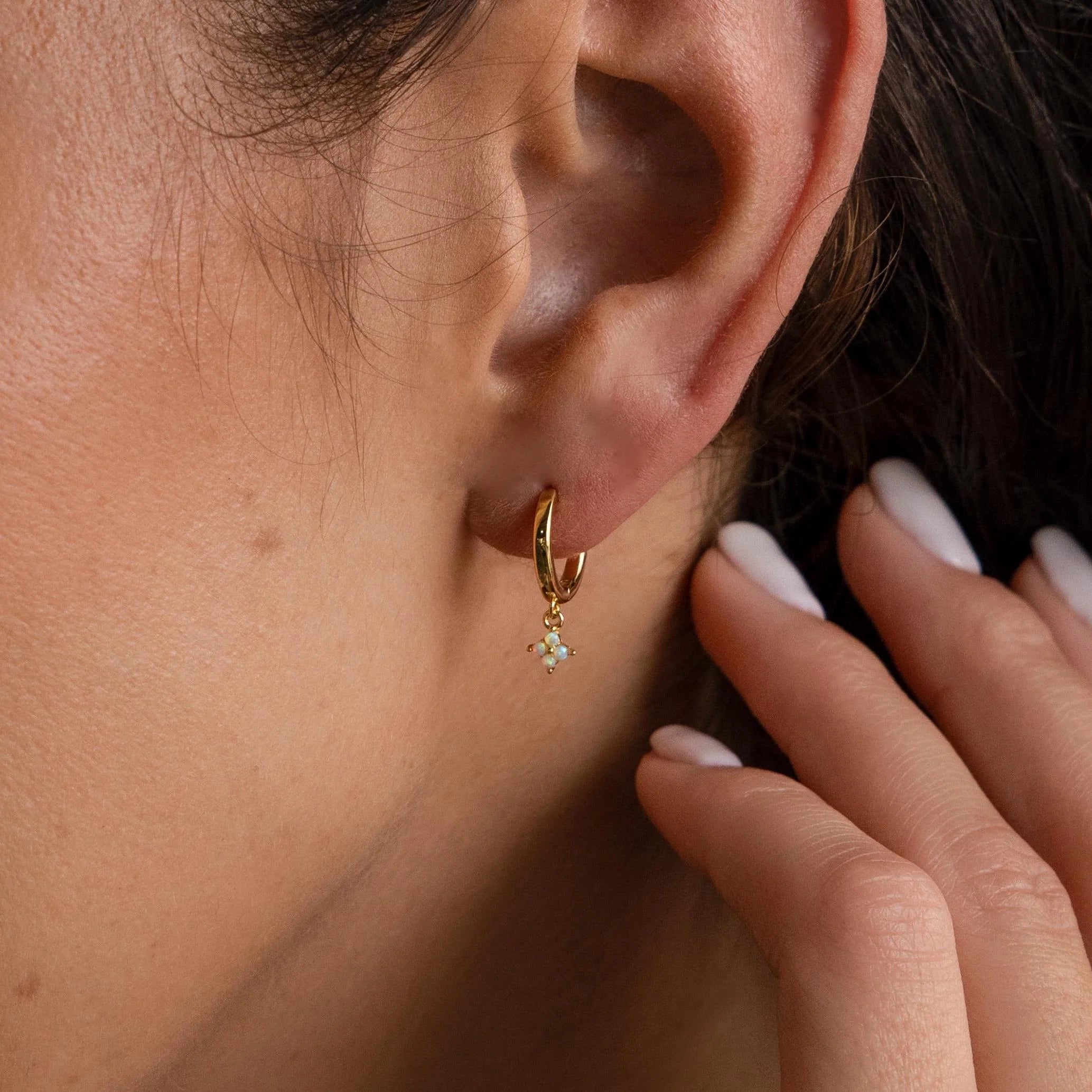 Ivy Birthstone Hoops Silver 18K Gold Plated