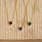 Heart Birthstone Necklace Silver 18K Gold Plated