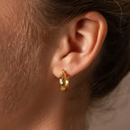 Bold Hammered Huggies Silver 18K Gold Plated