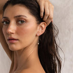 Pearl Drop Chain Earrings Silver 18K Gold Plated
