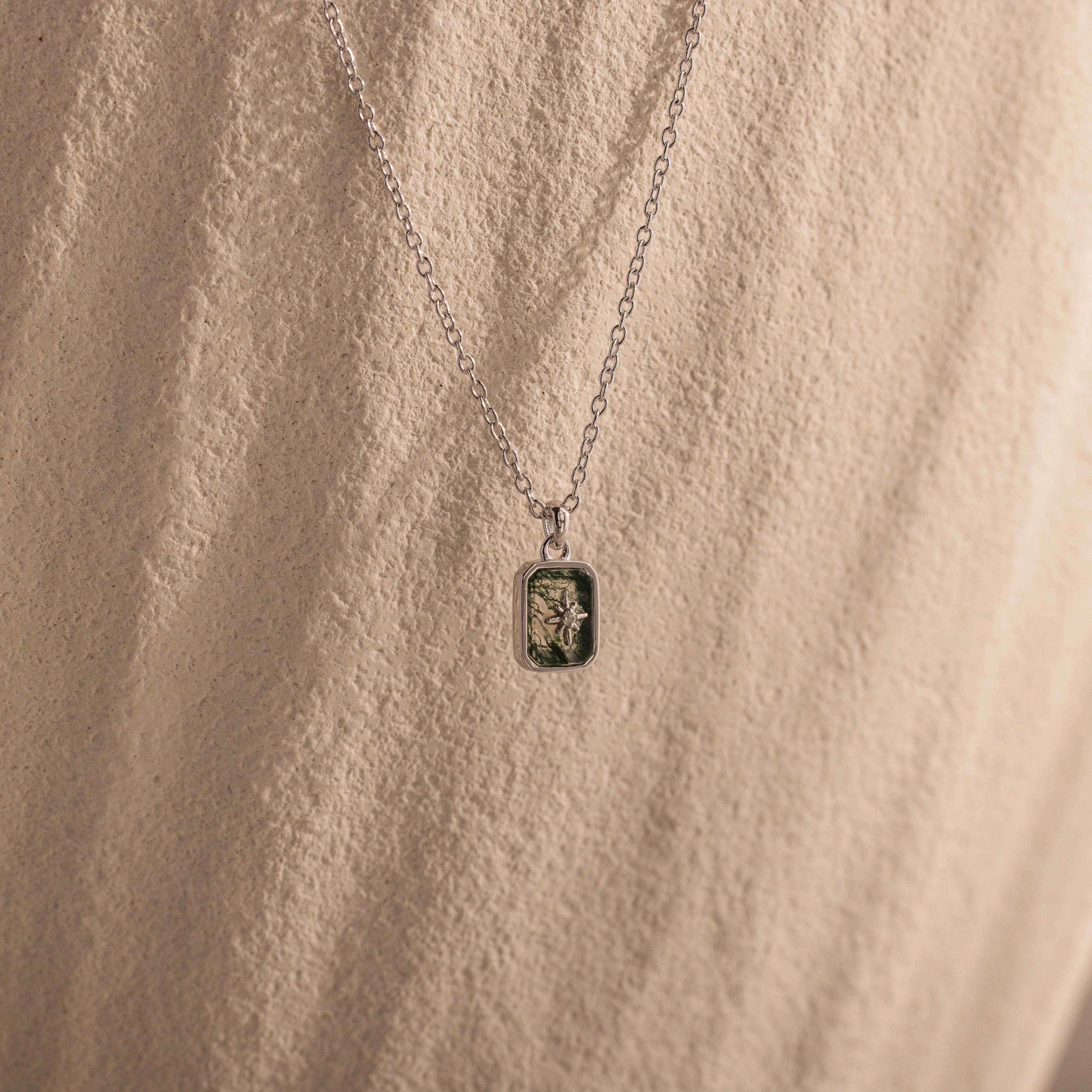 North Star Gemstone Necklace Silver 18K Gold Plated