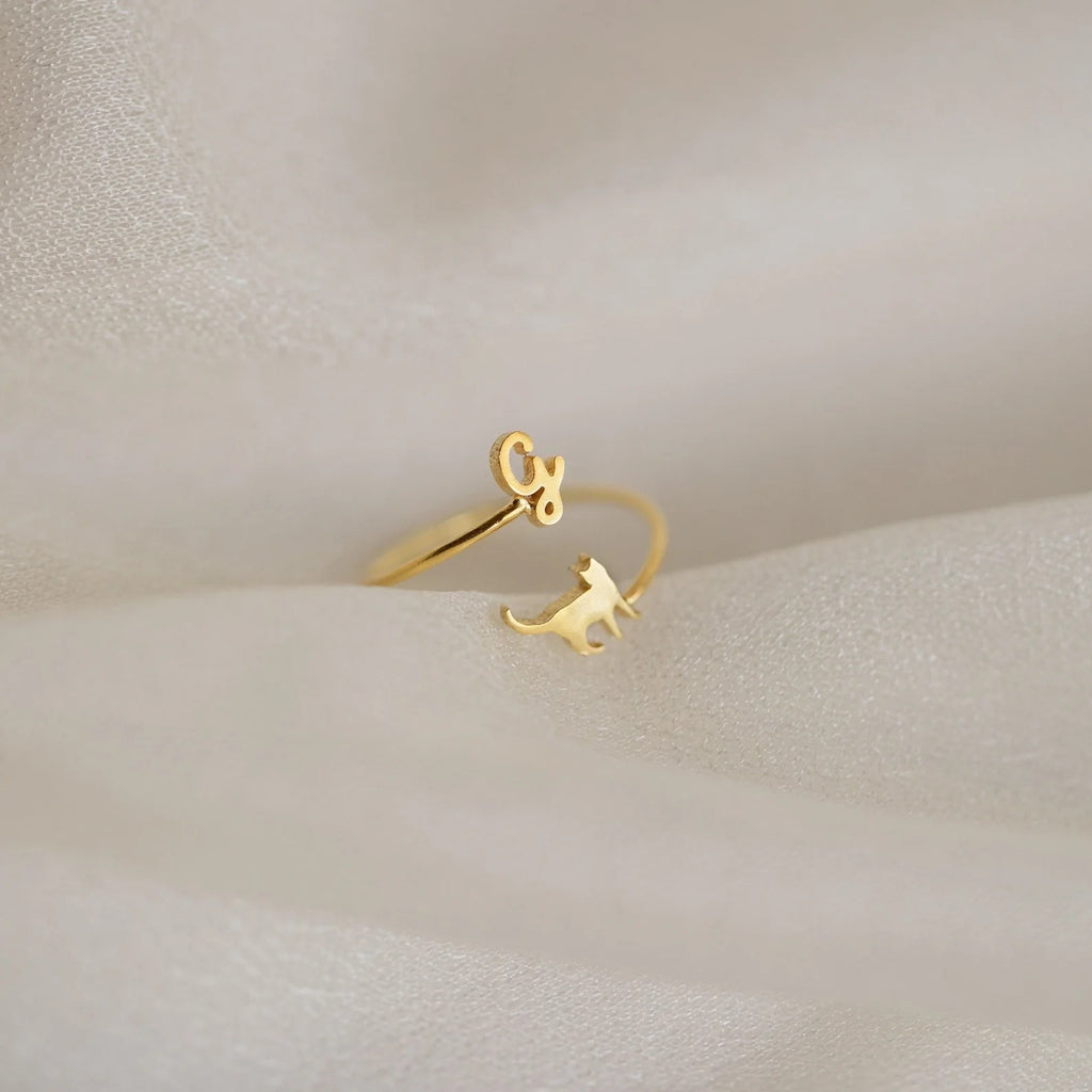 Initial Duo Pet Wrap Ring Silver 18K Gold Plated