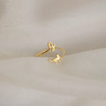 Initial Duo Pet Wrap Ring Silver 18K Gold Plated