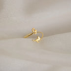 Initial Duo Pet Wrap Ring Silver 18K Gold Plated