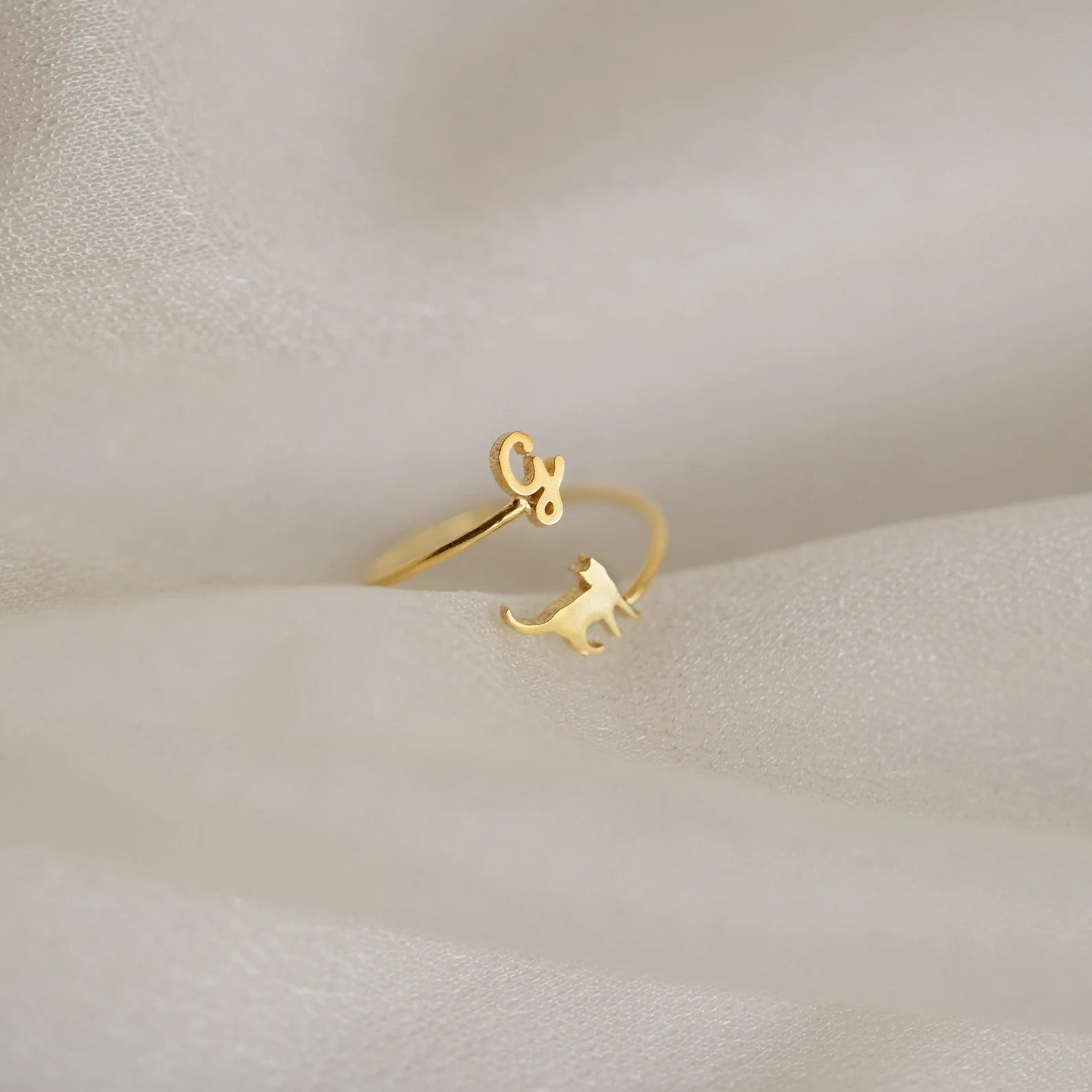 Initial Duo Pet Wrap Ring Silver 18K Gold Plated