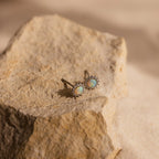 Diamond Opal Moon Studs Silver 18K Gold Plated