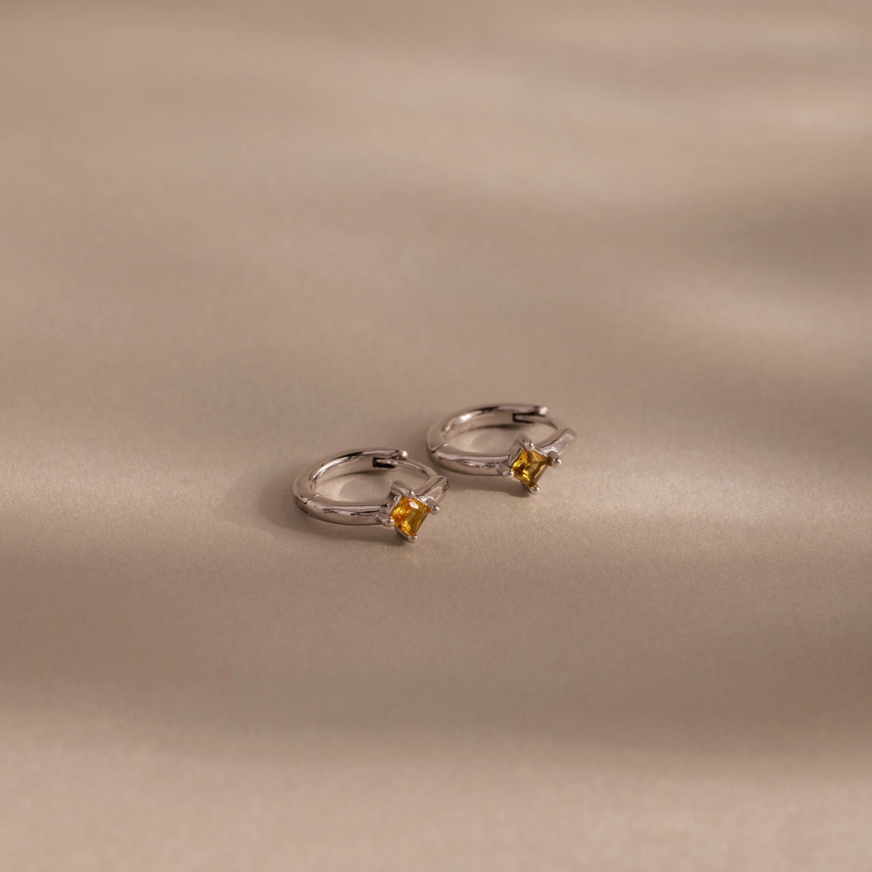 Athena Topaz Huggies Silver 18K Gold Plated