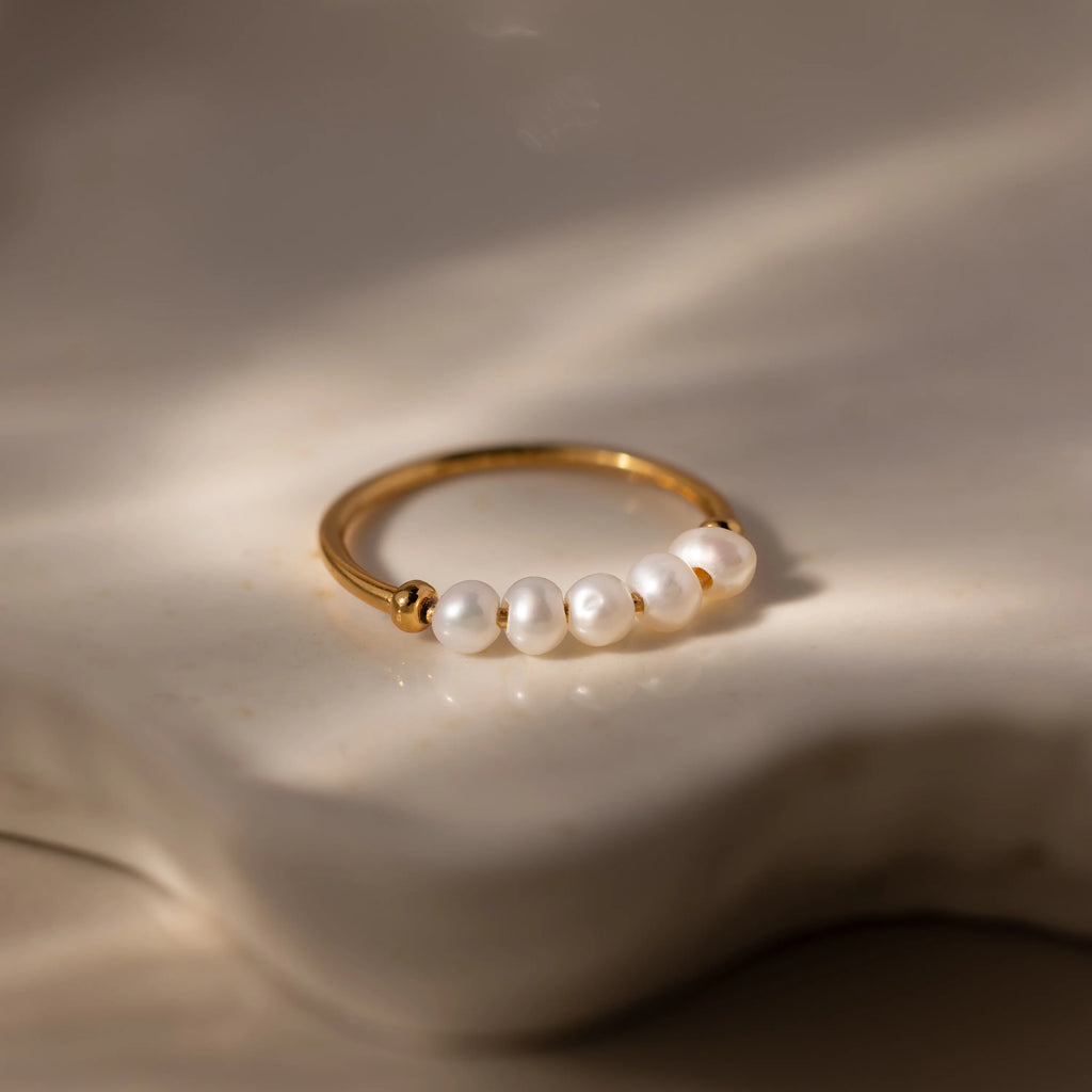Beaded Pearl Ring Silver 18K Gold Plated