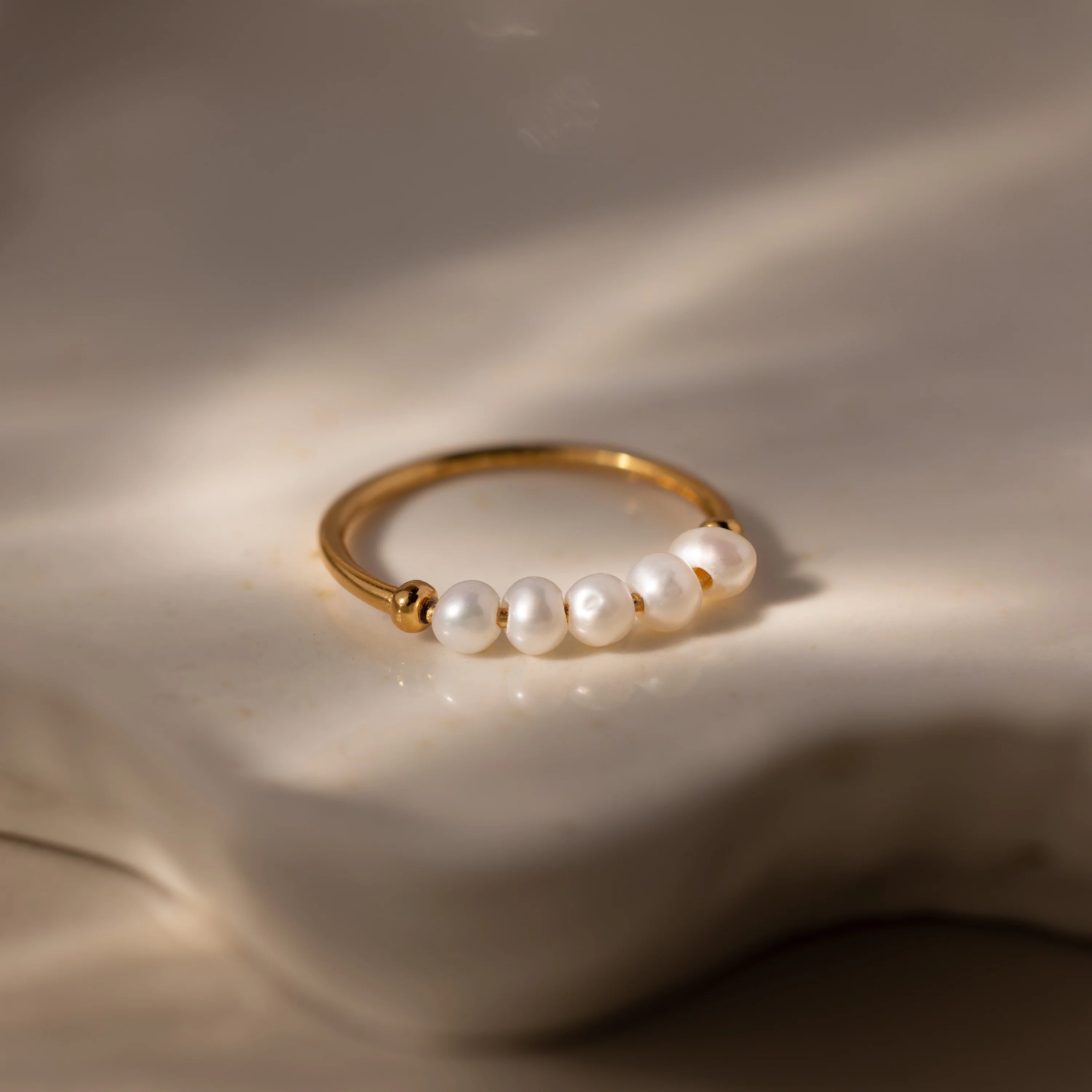 Beaded Pearl Ring Silver 18K Gold Plated