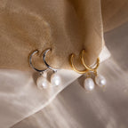 Margot Pearl Hoops Silver 18K Gold Plated