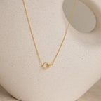 Pave Interlocking Necklace Silver 18K Gold Plated