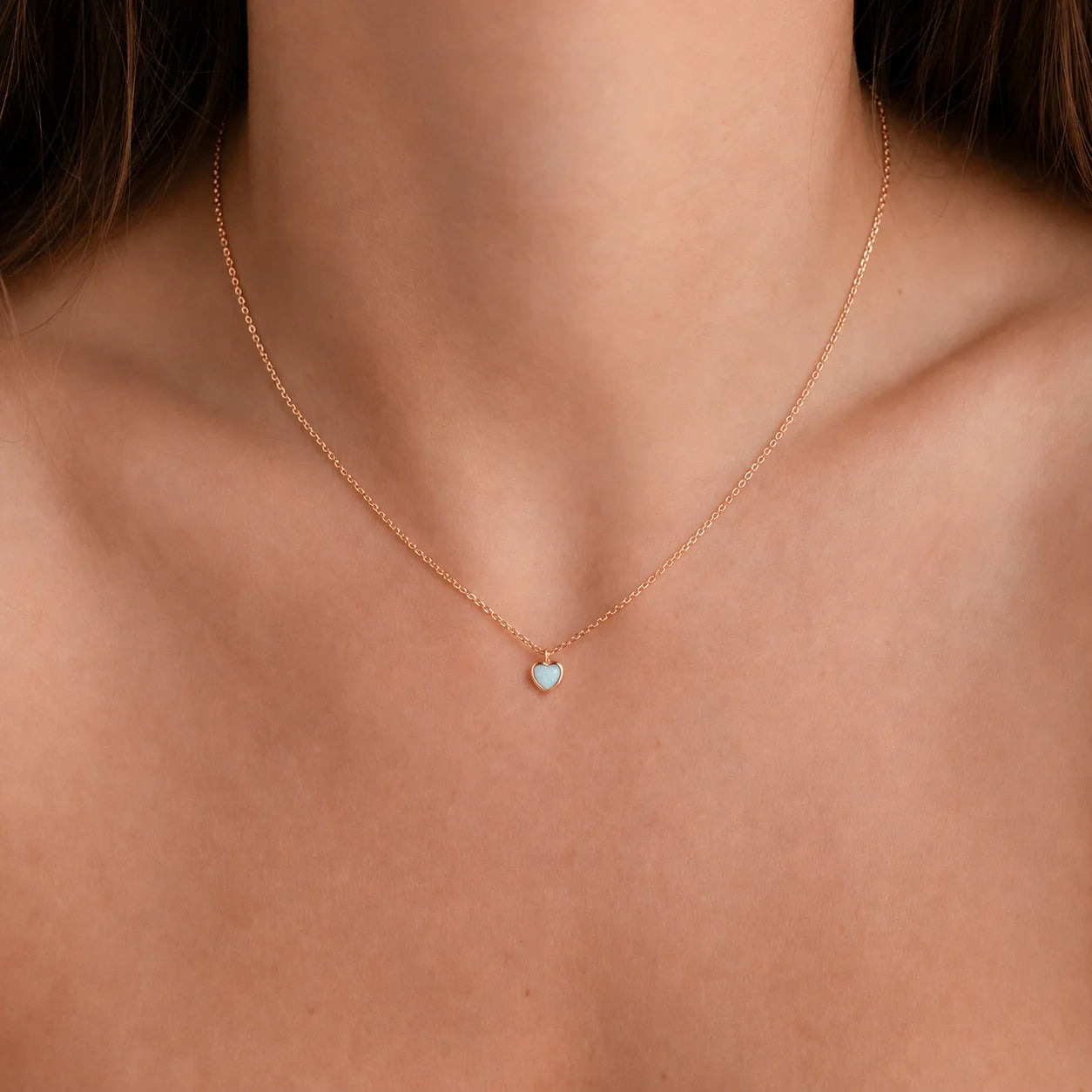 Tiny Opal Heart Necklace