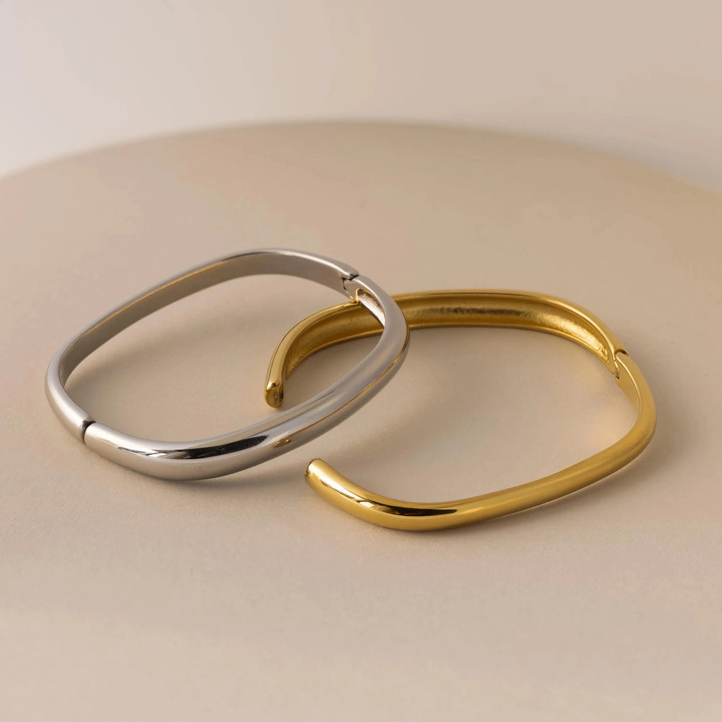 Square Bangle Silver 18K Gold Plated