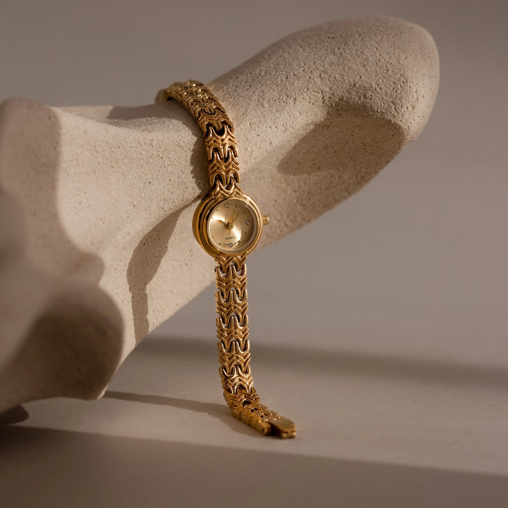 Wavy Link Timepiece Silver 18K Gold Plated