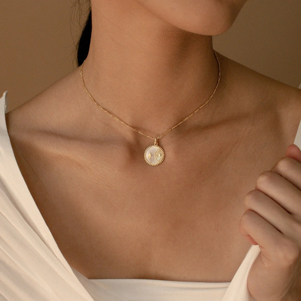 Gabi Coin Necklace Silver 18K Gold Plated