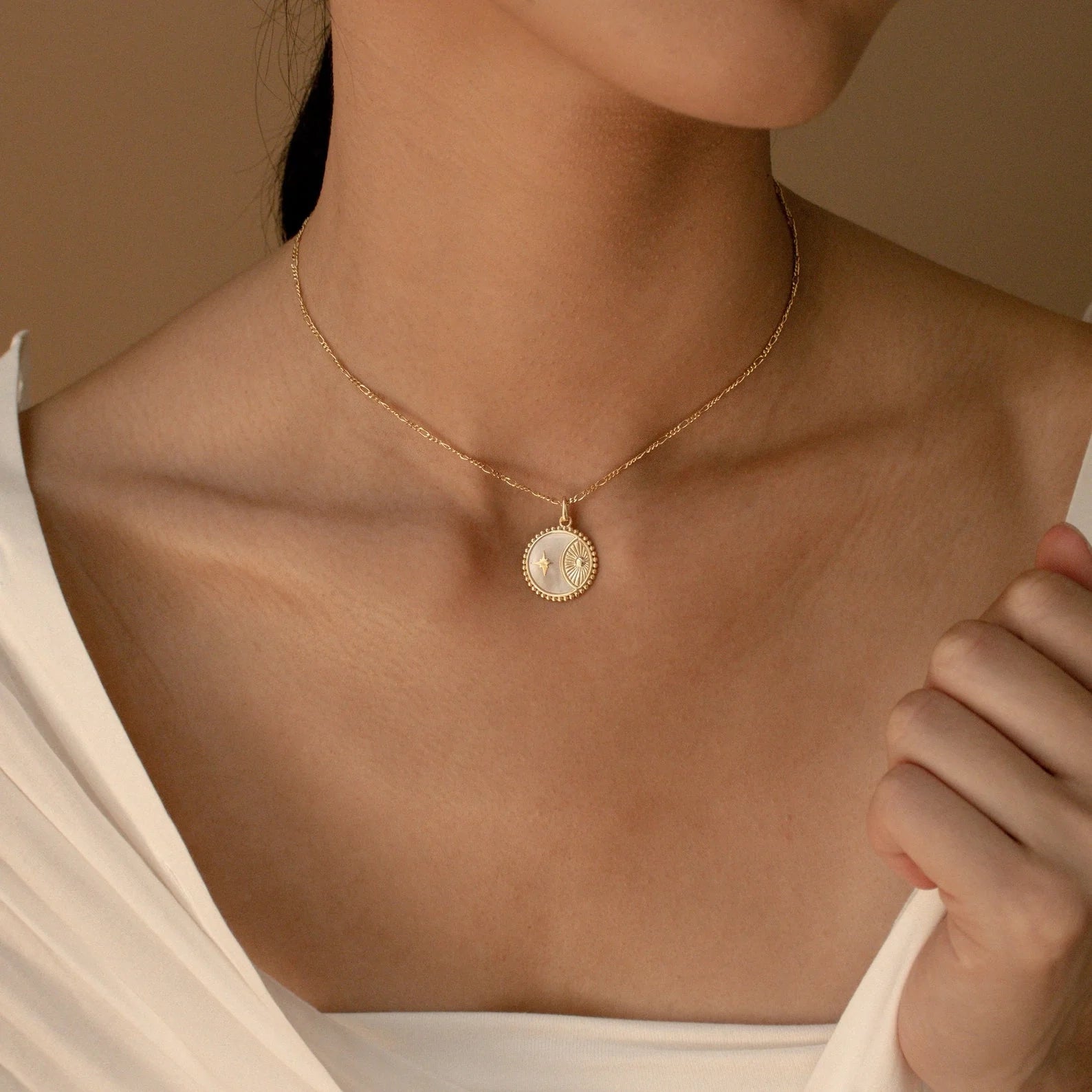 Gabi Coin Necklace Silver 18K Gold Plated