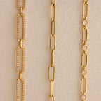 Diamond Link Chain Necklace Silver 18K Gold Plated